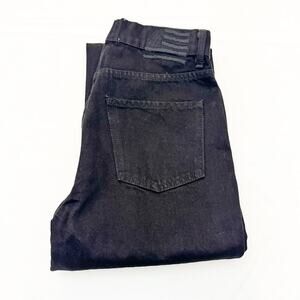 Revice Long Zipper Front Black Denim Distressd Straight Jean Size 28 NWT